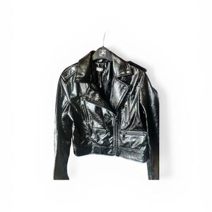 DKNY Glossy Black Patent Moto Jacket